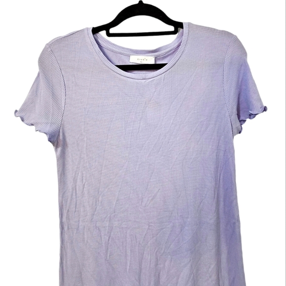 Elodie Waffle Knit Lettuce Hem Short Sleeve Dress - Picture 3 of 8